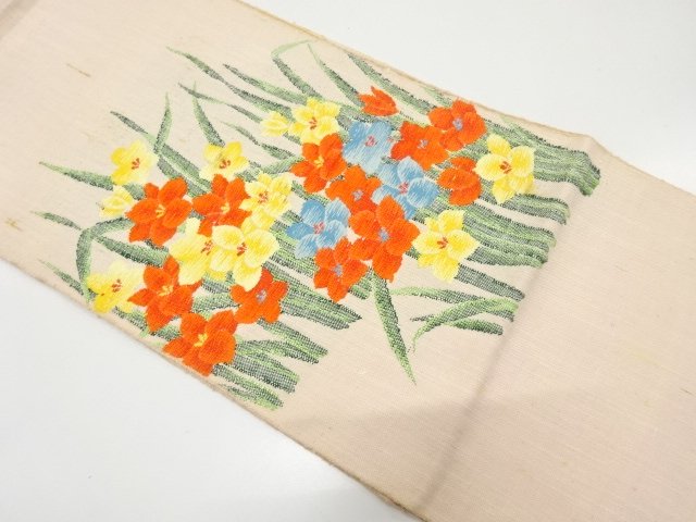 JAPANESE KIMONO / ANTIQUE NAGOYA OBI / MAWATA TSUMUGI / WOVEN FLOWER
